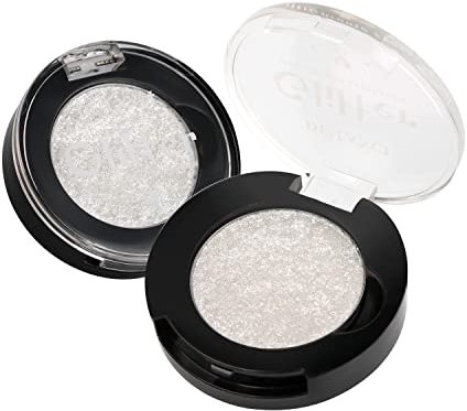 Schimmerndes Metallic-Weiß Lidschatten, Glitzerndes Funkelndes Weißer Schimmer Lidschattenpalette, Lang anhaltend Hochpigmentiert Für Augen-Highlighter Schimmerndes Make-up, Talcfrei, 1A