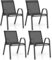 TANGZON Garden Dining Chairs Set of 2/4, Stackable Outdoor Armchairs with Armrests, Modern Accent Chairs for Balcony Poolside Backyard (Black, 4PCS)