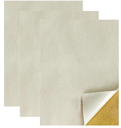 XHT Kunstleder Selbstklebende, 20 x 30 cm - 3er Leder Patch Selbstklebend,Wasserdicht, Leder Reparatur Sofas, Sitze, Lederjacken, Ledertasche (Beige)