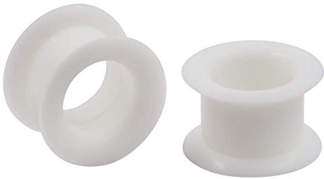 Longbeauty 2er Set Hart Silikon Tunnel Ohr Flesh Hollow Plugs Ohr Piercing Ohrdehner Körper Piercing Expander, Weiß, 10MM