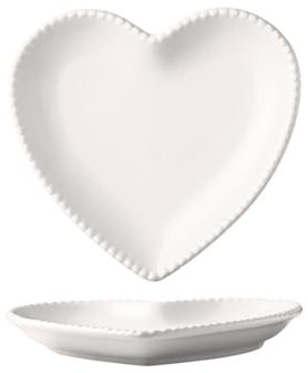 Jarsense 2 platos de cerámica con forma de corazón, plato de frutas multifuncional, plato de cerámica para ensalada, espaguetis, pasteles, aperitivos, aperitivos, para el hogar, camping, fiesta,