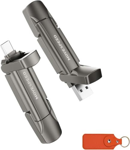 MOVE SPEED 2TB USB C Stick – Hochgeschwindigkeits-USB Stick mit 1.000 MB/s, USB 3.2 Gen2 und Typ-C Dual, Mit Schlüsselanhänger und Ledertasche