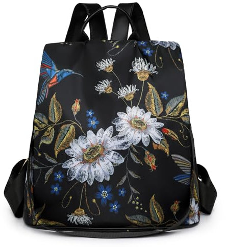 volumoon Damen Anti Diebstahl Rucksack, 2 in 1 Damen Rucksack Wasserdichte Nylon, Umhängetasche Große Kapazität Schultertasche, Casual Daypack Reiserucksack für Frauen Mädchen (C-Schwarz)