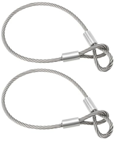 OTOTEC Lot de 2 câbles métalliques en acier inoxydable avec double extrémité bouclée Longueur 50 cm Diamètre 6 mm Résistance à la rupture 2300 N Charge normale 220 kg Corde de sécurité de voyage en