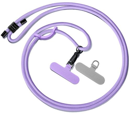 SURPHY Cordon Téléphone Portable Universelle, Tour de Cou Telephone Réglable et Détachable, laniere telephone portable Longue en Nylon Compatibles avec des Smartphones etc, Plein Violet