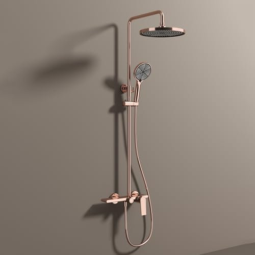 BiaoTeng Ensemble Douchette Douche Salle de Bain Douchette Monocommande 3 Modes Colonne Douche Salle de Bain avec Mitigeur Or Rose