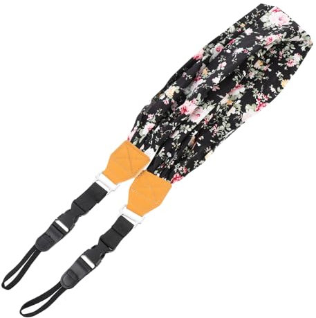 WATIIFUFU 1 Pc foulard pour appareil photo - Caméra SLR sangle d'appareil photo pour le voyage sangles de cou en coton pour appareil photo ceintures d'épaule de cou pour appareil photo Black