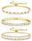 JeweBella 3 Stück Tennis Armband Damen Gold Silber Zirkonia Verstellbarer Armbänder Glitzer Armband Stapel Tennisarmband Set