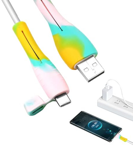 Cable Protector Silicone Covers - Usb Cable Flexible Protector, Charging Cord Silicone Cable Protectors, Portable Cord Sleeve, Cable Saver Protector, Anti Slip Cord Sleeve For Electronic Devices