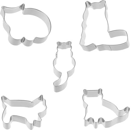 JIYIN 5 Stück Ausstechform Katze Set, DIY Ausstechform Tiere Edelstahl Ausstecher Katze Ausstecher für Themed Party Backen