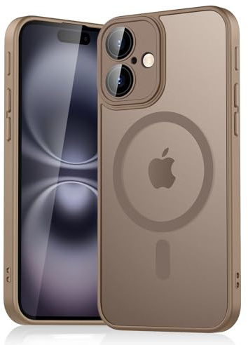 Mugust Magnetic Case for iPhone 16 6.1-Inch Compatible with MagSafe, Translucent Matte Back Slim Shockproof Phone Cover for iPhone 16 (Khaki, iPhone 16)