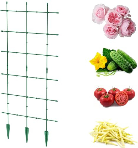 Rankgitter für Gartenpflanzen Rankhilfe, Gartenstütze für Kletterpflanzen, 120 x 60cm Gestell, Pergola, Leiter, Spalier für Tomaten, Gurken, Blumen, Blumenleiter, Pflanzenunterstützung,Blumentopfstäbe