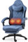 Dowinx Silla de Gaming con Soporte Lumbar de Masaje calentado, Silla de Gaming de Tela con cojín de muelles ensacados y reposapiés, Silla de Gamer para Adultos, Color Azul