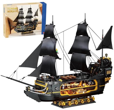 Hallisun Juego construcción Barcos Piratas, minibloques Barco Pirata, Modelo Barco Dark Mirage colección Regalos Navidad cumpleaños decoración para Adultos niños y niñas Mayores 14 años, 2900 Piezas