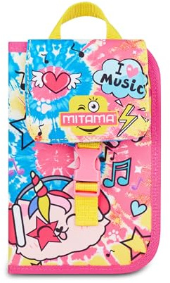 Mitama Astuccio Scuola 4 Zip, Fucsia, Portapenne Triplo Scomparto Completo Di Penne, Matite, Colori, Accessori Zaino, Scuola Elementare, Bambina