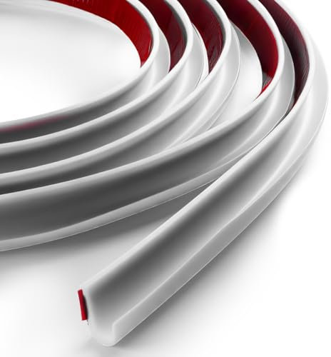 J Shape - Canalón de lluvia con cremallera, 5 m, PVC, autoadhesivo, goma, canalón de lluvia, para coches, camiones, caravanas, barcos, color blanco