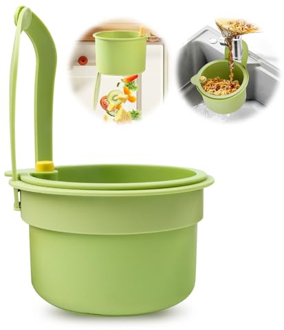 Yooyan Sieb für Spülbecken, Snap-Button Spülbecken Sieb Wasserhahn Hängend, Abnehmbar mit Snap-Button, ohne Hände zu verschmieren, für Waschen/Organizer in Spüle Küche (Grün)