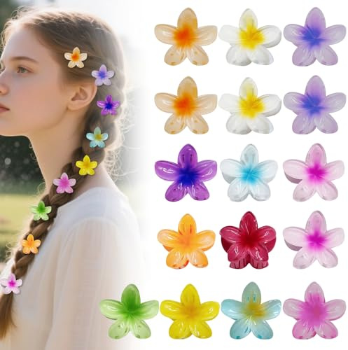 16 Stück Blumen Haarklammer Klein,4cm Blume Haarspangen Damen Mädchen Flower Hair Clip, Mini Haarklammern Blumen für Frauen Dünnes Dickes Haar Haarstyling Zubehör