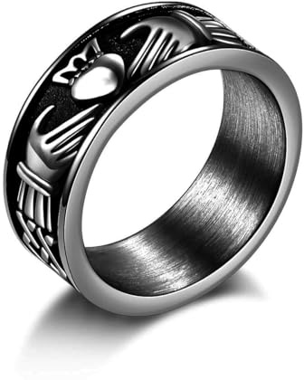 Claddagh Liebesringe, Edelstahl/18 Karat vergoldet für Damen und Herren