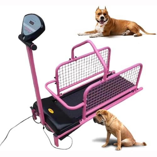 WYWY Tapis Roulante per Cani, Tappeto per Corsa Interno per Cani di Taglia Piccola/Media/Grande Fino a 80 kg, con Schermo LCD(Pink)