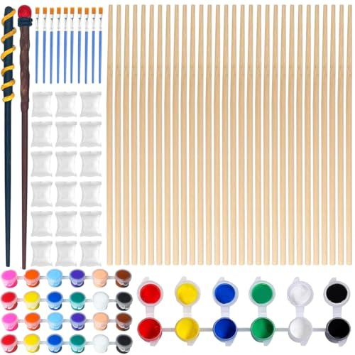 KSJEHW 30 Pièces Activité Manuelle Enfant, Kit de Fabrication de Baguettes Harry Magiques en Bois, Bricolage Loisir Creatif Enfant pour Anniversaire, Cadeau pour Garçon et Fille