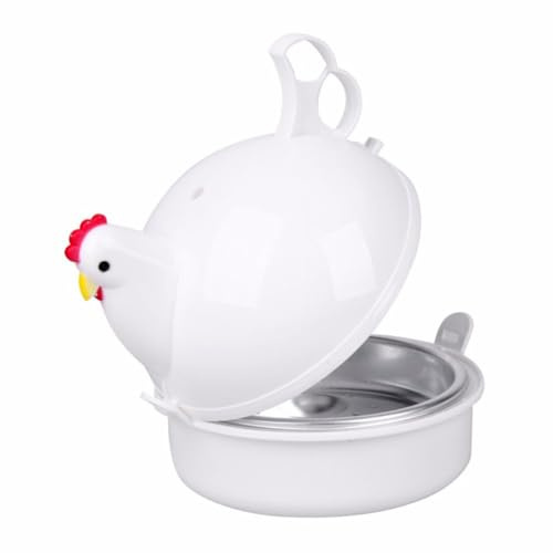 Cuociuova a Forma di Pollo per Microonde, 4 Uova, Bianco