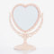 Honfitat Make-Up-Spiegel 2 Side Comestic Rotat Stand Tisch Kunststoff-Dresser Herz-Form-Spiegel Kosmetik-Tool-Beige