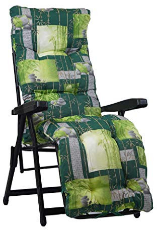 Tecnoweb Coussin de rechange ultra rembourré pour chaise longue avec repose-pieds - motif zen sur fond vert