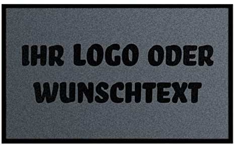 WohnDirect Fußmatte individuell Bedruckt mit Logo, 60 x 85 cm Dunkelgrau | Rutschfest, waschbar, Fertigung in 3 Werktagen
