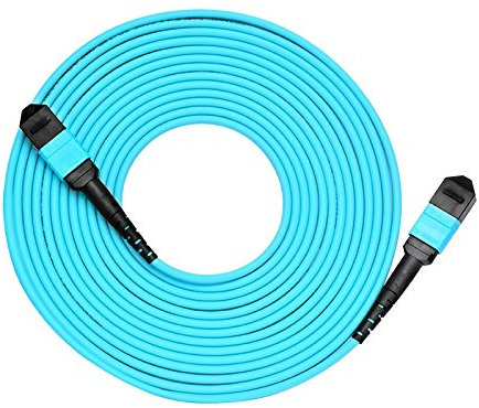 MPO - Cable de conexión de fibra de fibra óptica OM3 50/125 hembra a MPO hembra de 12 fibras, tipo A 10 m