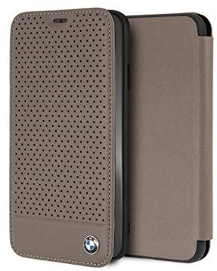 BMW leather boekmodel met silicone back cover for iPhone XS Max - Bruin