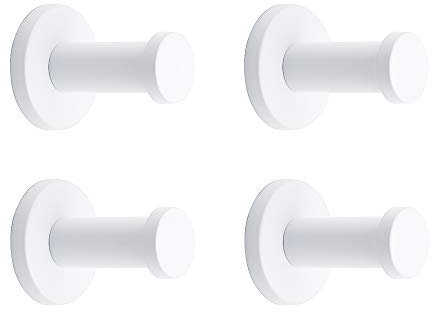 NELXULAS Classic White Stainless Steel Single Super Heavy Duty Wall Mount Hook, Coat Hanger, Bath Towel Hooks (2, 4 PCS)