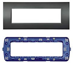 LineteckLED -Serie Completa di Placche per Interruttori Prese- Kit Placca 7 Posti 7M Compatibile living + Supporto 7 Posti Compatibile living (GRIGIO)