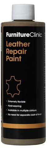Furniture Clinic Vernice e Tintura per la Riparazione della Pelle, Colorante Autosigillante per Una Riparazione Facile, Adatto per Divani in Pelle, Sedili di Auto, Scarpe, Borse (250ml, Beige)