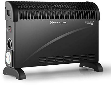 DONYER POWER Convector Radiator Heater 2000W Room Heating with Adjustable Thermostat and 24-HR-Timer Oil-Free Black