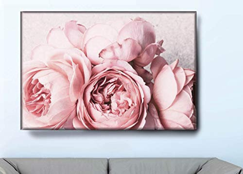 VFV Folien- und Werbetechnik Keilrahmenbild - Pfingstrosen - Moderne Wandbilder Leinwandbilder als Wanddekoration Wohnzimmer Deko (B 90cm x H 60 cm)