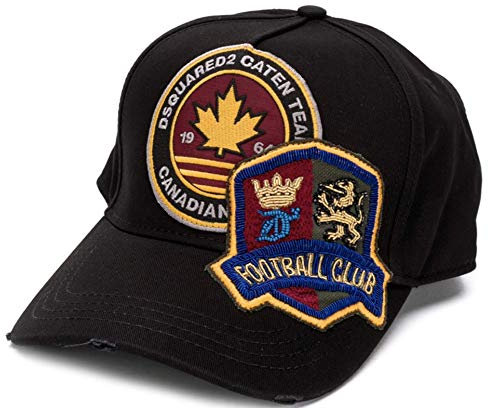 DSQUARED2 Football Club Multi Patch Embroidered Iconic Baseball Cap Kappe Basebalkappe Hat Hut