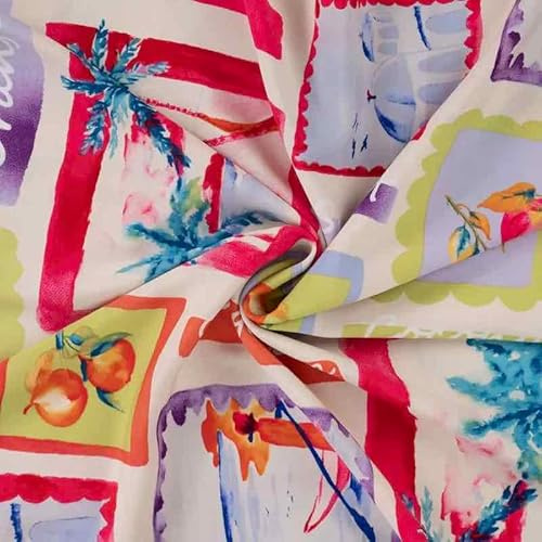 Viskose bunte Musterung, als Meterware zum Nähen, 50 cm