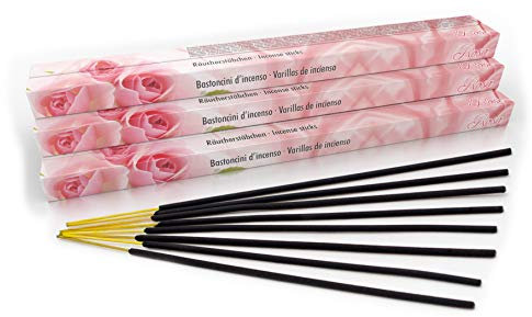 Luxflair bâtonnets d'encens Rosa, Set de 10 Paquets de 8 bâtonnets d'encens (80 pièces), Longue durée d'incandescence d'env. 45min chacun