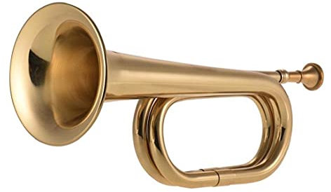 Ruluti B Flat Bugle Call Trumpet Brass Cavalry Horn with Mouthpiece for School Band Cavalry Miltary Orchestra