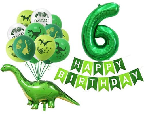 DIWULI Dino Geburtstag Deko 6 Jahre Luftballon Set Girlande