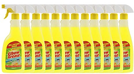 Elbow Grease All Purpose Kitchen/Floor/Tile/Wall/Bathroom/Glass/Carpet Cleaner - Elbow Grease Clothes Stain Remover - AntiBacterial Sticky Stuff Remover Spray (500 ml) (Pack of 12)