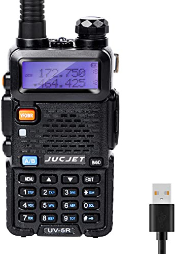 JUCJET 5R M Ham Radio Walkie Talkie, 128 Channels, 1 Pack | 144-146/430-440MHz, 128 channels, 5W/1W, VOX, PC programming, LED torch, USB charging