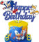 GZDUCK Blue Hedgehog Happy Birthday Cake Topper, Hedgehog Party Cake Decorations with Glitter