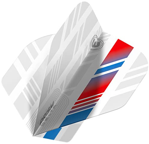 WINMAU Prism Delta White, Red & Blue Extra Thick Dart Flights - 1 Set per Pack (3 Flights in total)