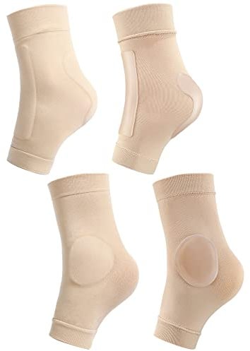 Geyoga 2 Pairs Figure Skating Ankle Pads Socks Sleeves, Beige Color