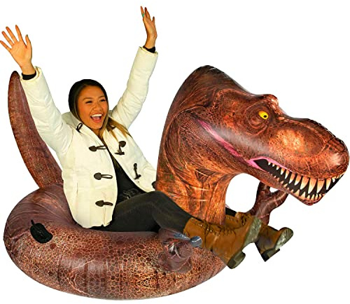 SnowCandy — Inflatable Heavy-Duty Snow Tubes Collection, Durable Cold-Resistant Winter Sledding Tubes for Kids & Adults (Multiple Styles Available) (42 T-Rex Dinosaur Snow Tube)