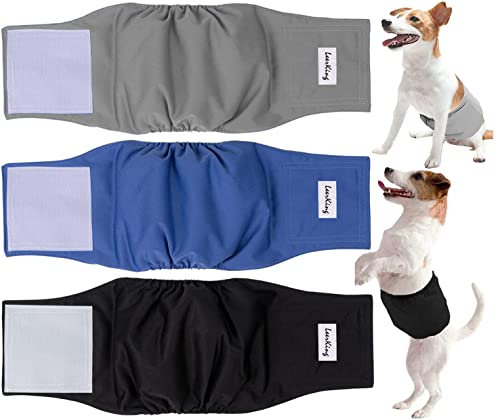 LeerKing Hundewindeln für Rüden waschbare Rüdenwindel Inkontinenz Rüdenbinde für mannliche Hund Welpe XL
