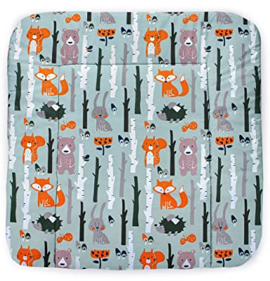 Balbina® Wickelunterlage Wasserdicht Wickeltischauflage Wickelauflage baumwolle 60x70 I Wald Mint