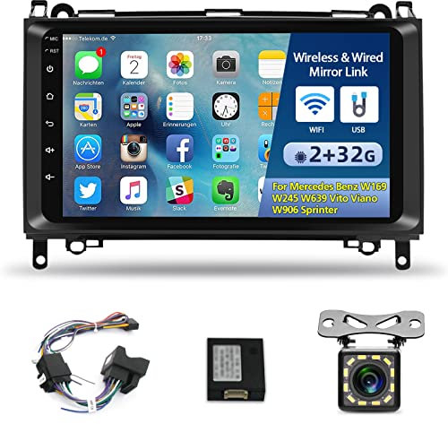 [2G+32G] 9 inch Car Radio for Mercedes Benz W169 W245 W639 Vito Viano W906 Sprinter, Android 10 Touch Screen Stereo, Mirror Link/1080P/SWC/Bluetooth/Sat Nav + Backup Camera